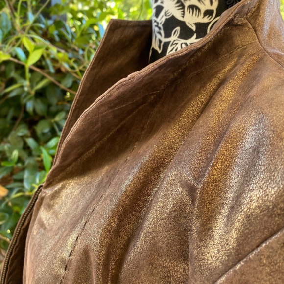 Bronze Leather Jacket by COLDWATER CREEK🍁 - Picture 6 of 9
